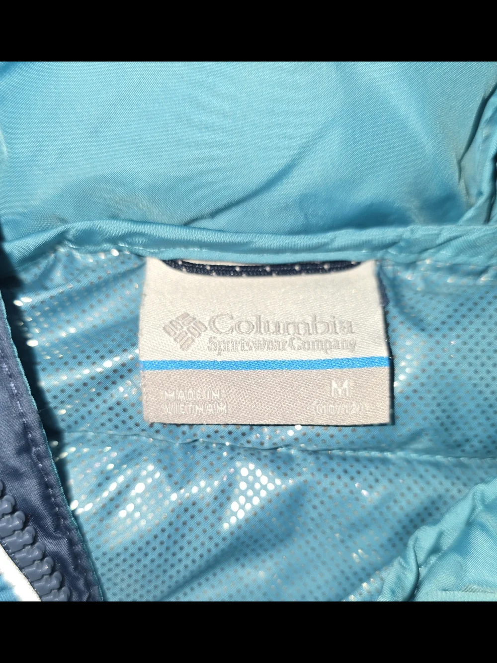 Columbia Youth M Blue Hooded Puffer Jacket Zip Pockets